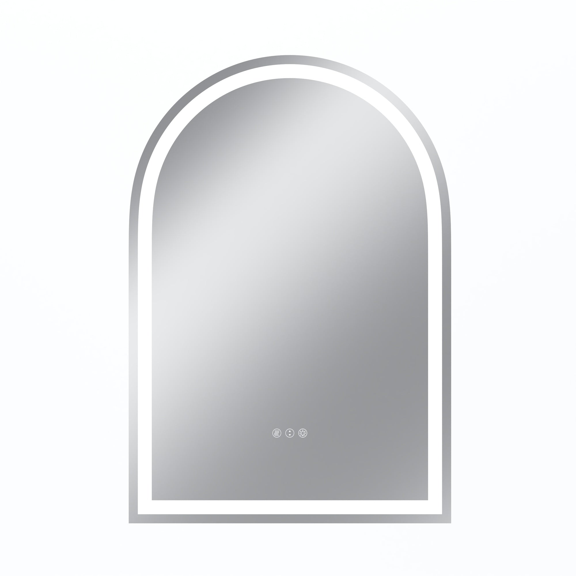 Vanityfus 28-in W 40-in H Arch Frameless Wall-Mounted Beveled Dimmable LED Lighted Fog Free Bathroom Vanity Mirror in silver